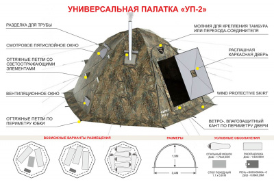 Универсальная палатка Берег УП-2 прут 10 mm (340х340/190 см)